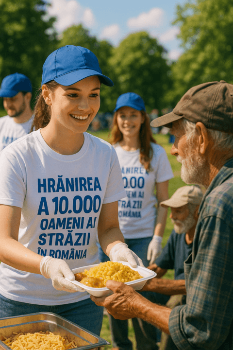 People serving meals to those in need