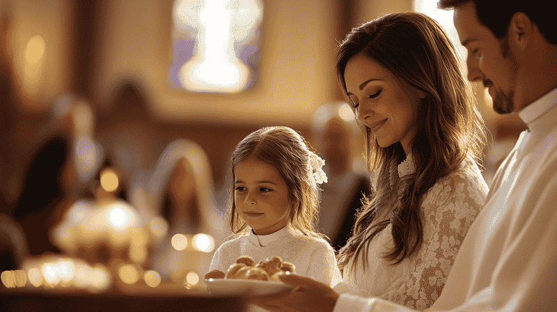 imagen con una familia en una iglesia