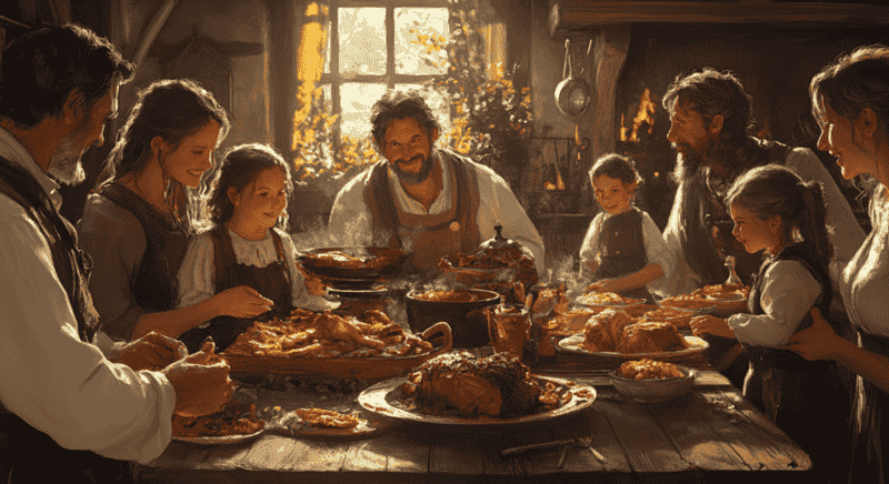 representación de una cena familiar