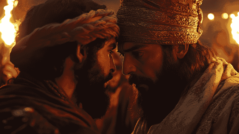 imagen con el momento antes del beso de judas
