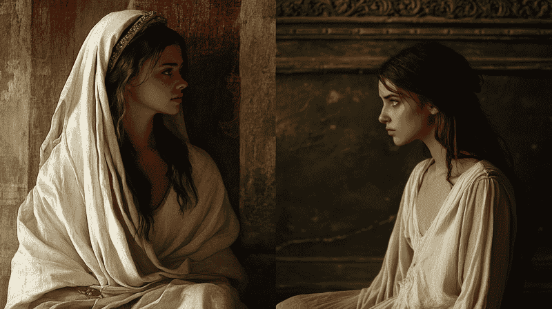 Representation of a wife (left) and a concubine