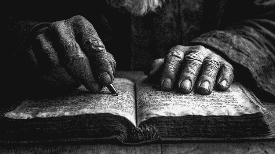 hands resting on an open Bible, symbolizing a search for knowledge about the number of books in the BibleLearn how many books are in different versions of the Bible and why counts vary among Protestant, Catholic, Orthodox, and Jewish traditions.